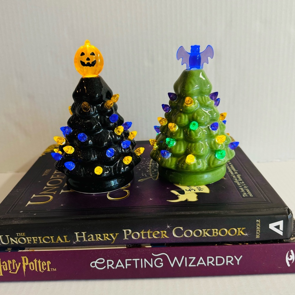 2PC Mr.Halloween ceramic trees in Halloween Fall colors.In Excellent Condition